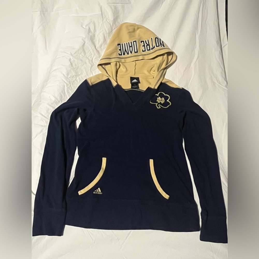 Adidas Gold and Navy Notre Dame Pullover